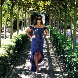 High-low polka dot dress